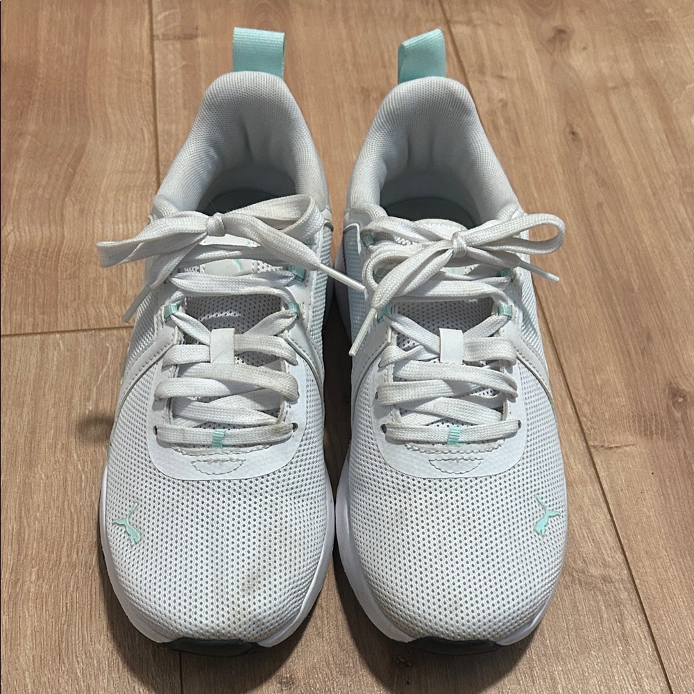 Puma Women's White and Mint Sneakers